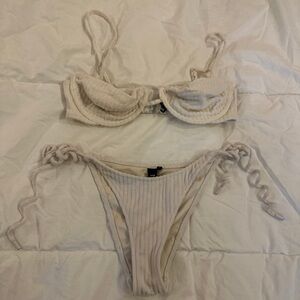 triangl swimwear Cream Ribbed Tie-Side Bikini